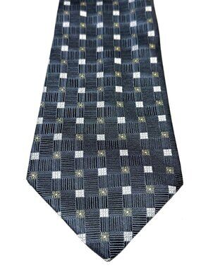 Alfred Sung Black Silver Geometric Men’s Tie